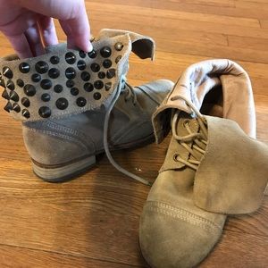 All Saints studded suede lace up boots